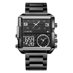 55_LIGE 2024 mode double affichage montre femmes haut de gamme de luxe créatif carré montres dames décontracté montre en or Relogio Feminino