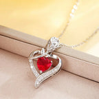 Huitan – collier avec pendentif cœur rouge CZ, avec fleur de Rose, cadeau d'anniversaire pour amoureux/maman, nouveau Design, bijoux pour femmes, fête des mères, 2023