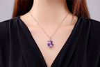 Collier pendentif en améthyste en forme de cœur de luxe pour femme, quartz violet, or 8K, pierres précieuses, bijoux en bronze blanc