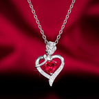 Huitan – collier avec pendentif cœur rouge CZ, avec fleur de Rose, cadeau d'anniversaire pour amoureux/maman, nouveau Design, bijoux pour femmes, fête des mères, 2023