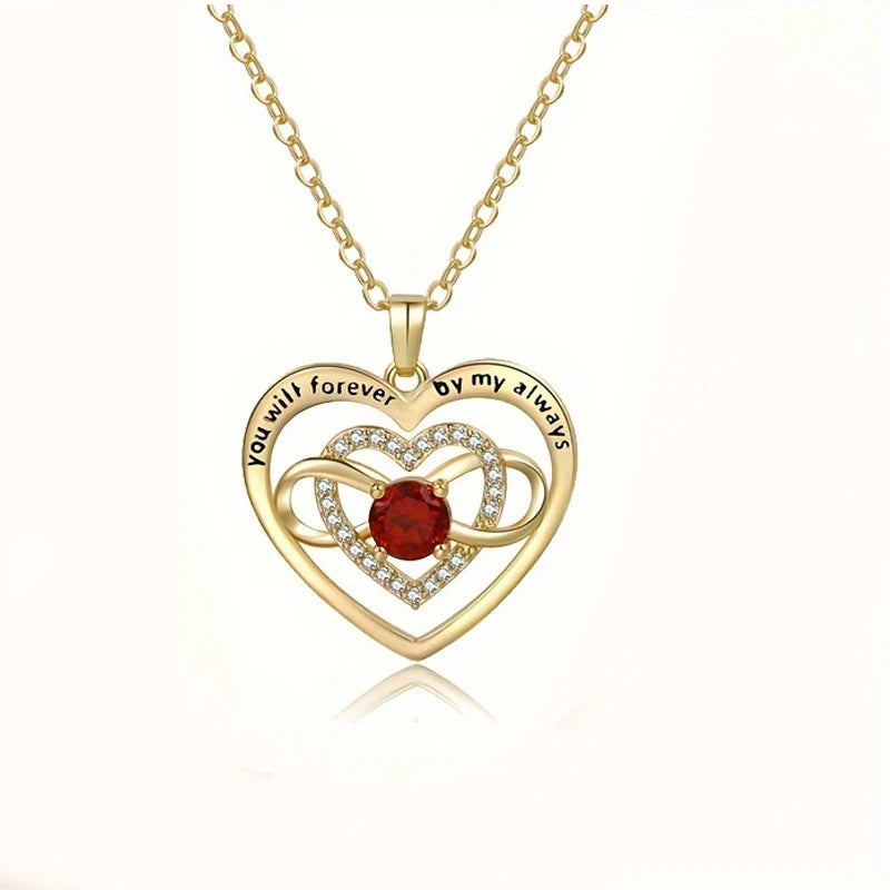 Colliers de luxe avec pendentif en Zircon rouge pour petite amie et femme, je t'aime pour toujours et pour toujours, bijoux de mariage tendance 2024