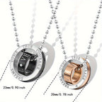 Wholesale Jewelry, Korean-Style Fashionable New Jewelry, Two-Color Double-Ring 201 201 Stainless Steel Couple Necklace