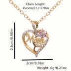 1pc Elegant "Mom" Heart Pendant Necklace with Sparkling Flowers - Golden-Tone Zinc Alloy, Perfect for Birthdays, Anniversaries, and Holidays, Ideal Gift for Moms, Mothers Day Jewelry|Elegant Script Design|Zinc Alloy Necklace,
