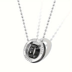 Wholesale Jewelry, Korean-Style Fashionable New Jewelry, Two-Color Double-Ring 201 201 Stainless Steel Couple Necklace