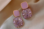 Square Shape Full Shiny Rhinestone Decor Dangle Earrings Luxury Elegant Style Alloy Jewelry Banquet Party Ear Ornaments